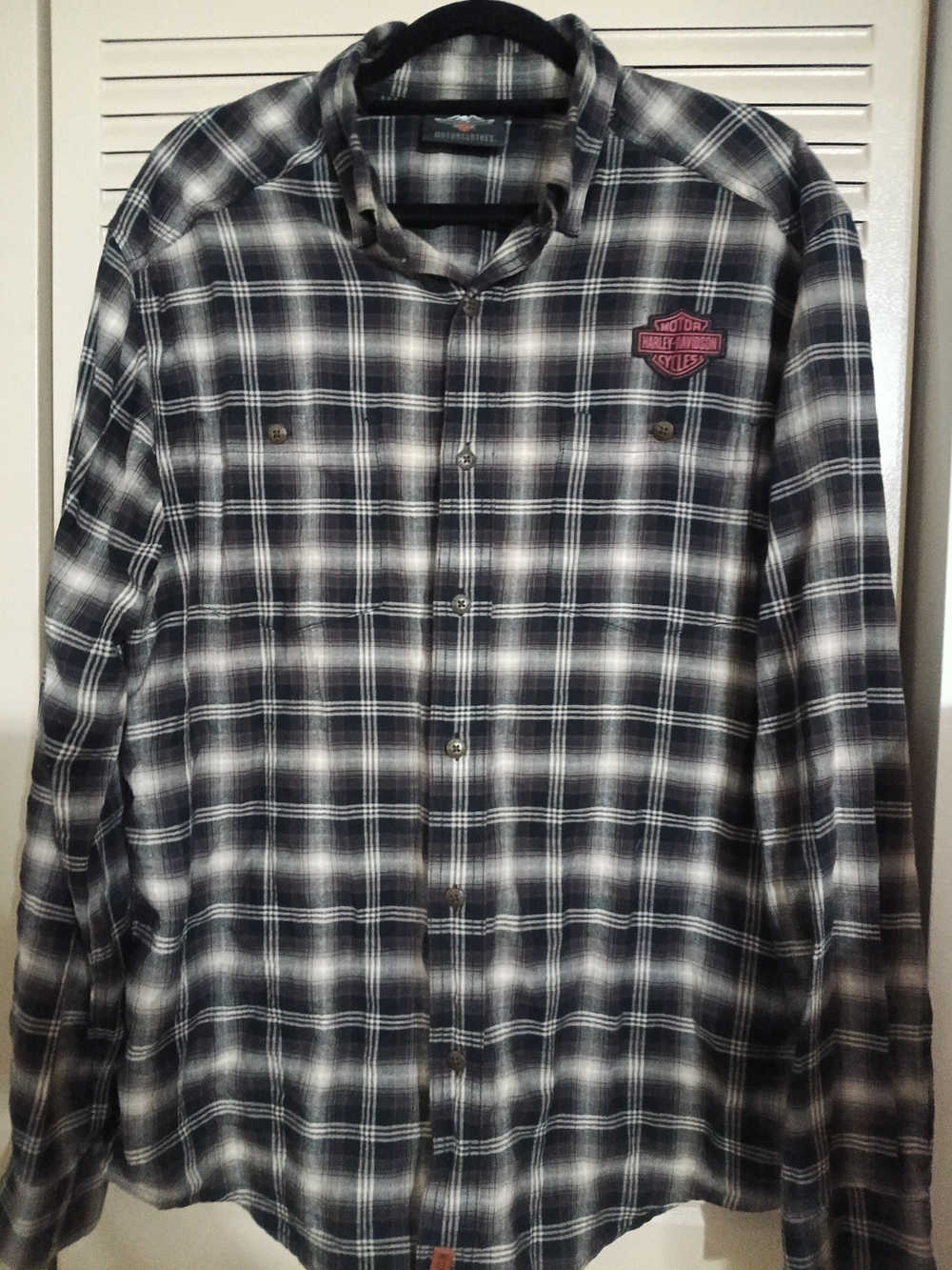 Harley-Davidson Black & White Plaid Button-Up Shirt
